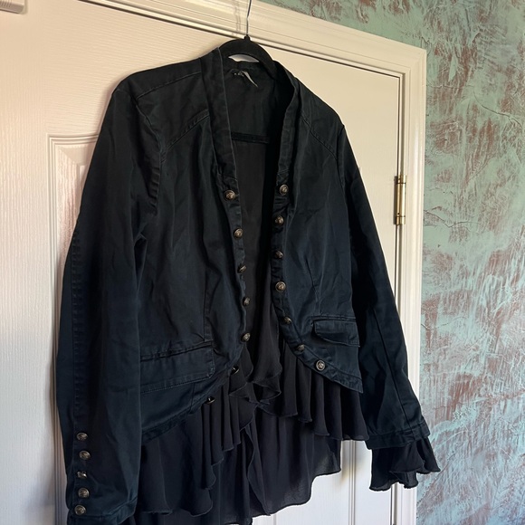 Women's Free People Ruffles Jacket. Black. - Picture 4 of 12